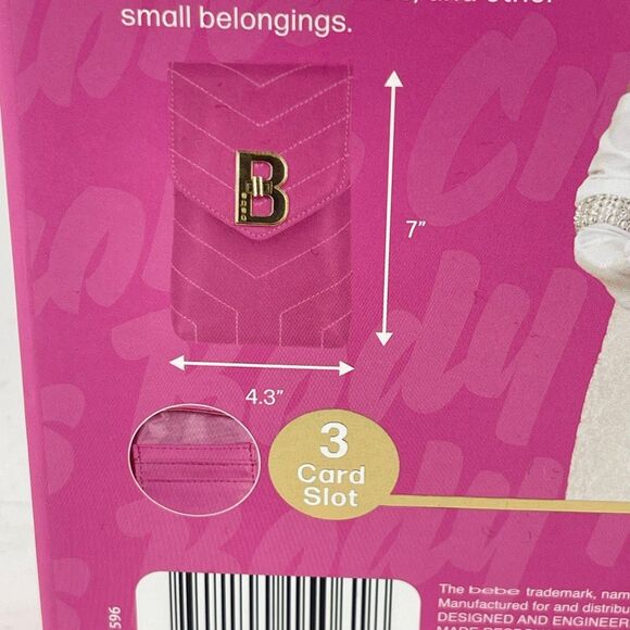 Bebe Pink Monogram City Lights Phone Crossbody Pouch Vegan Leather New - Picture 12 of 14